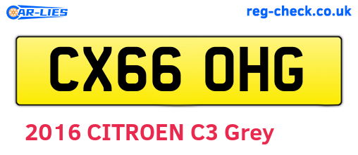 CX66OHG are the vehicle registration plates.