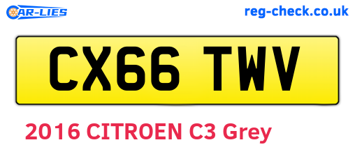 CX66TWV are the vehicle registration plates.