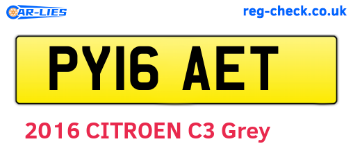 PY16AET are the vehicle registration plates.