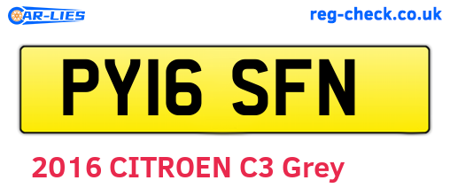 PY16SFN are the vehicle registration plates.