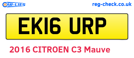 EK16URP are the vehicle registration plates.