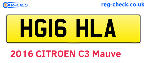 HG16HLA are the vehicle registration plates.