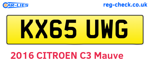 KX65UWG are the vehicle registration plates.