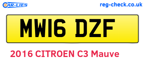 MW16DZF are the vehicle registration plates.