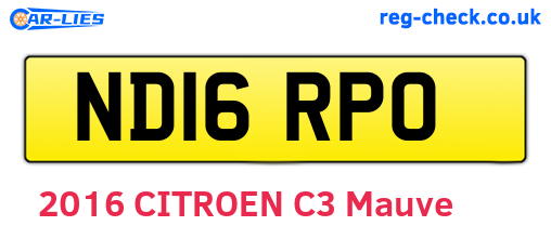 ND16RPO are the vehicle registration plates.