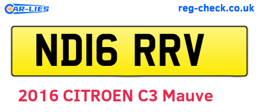 ND16RRV are the vehicle registration plates.