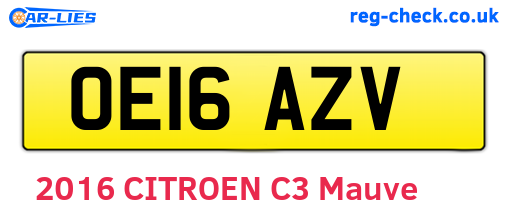 OE16AZV are the vehicle registration plates.