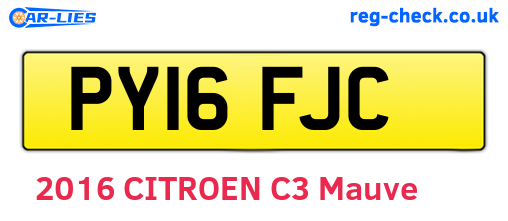 PY16FJC are the vehicle registration plates.