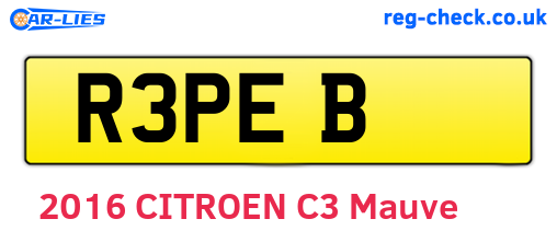 R3PEB are the vehicle registration plates.