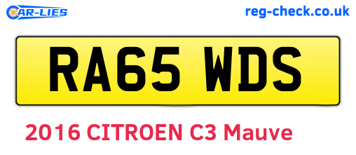 RA65WDS are the vehicle registration plates.