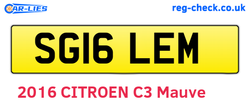 SG16LEM are the vehicle registration plates.