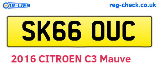SK66OUC are the vehicle registration plates.