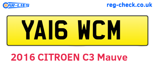 YA16WCM are the vehicle registration plates.