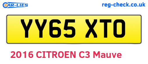 YY65XTO are the vehicle registration plates.