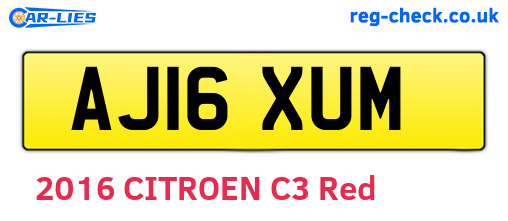 AJ16XUM are the vehicle registration plates.