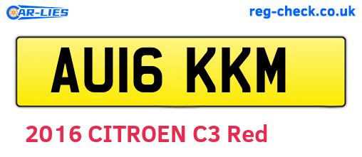 AU16KKM are the vehicle registration plates.