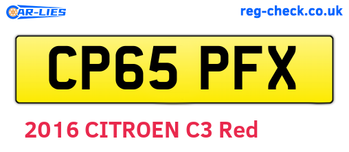 CP65PFX are the vehicle registration plates.