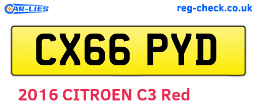 CX66PYD are the vehicle registration plates.