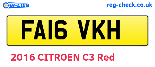 FA16VKH are the vehicle registration plates.