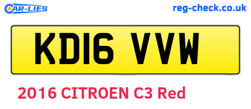 KD16VVW are the vehicle registration plates.