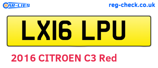 LX16LPU are the vehicle registration plates.