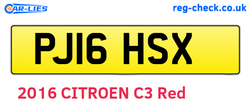PJ16HSX are the vehicle registration plates.