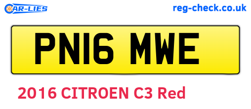PN16MWE are the vehicle registration plates.