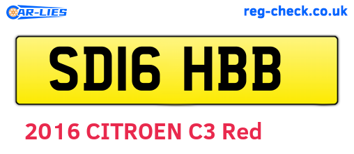 SD16HBB are the vehicle registration plates.