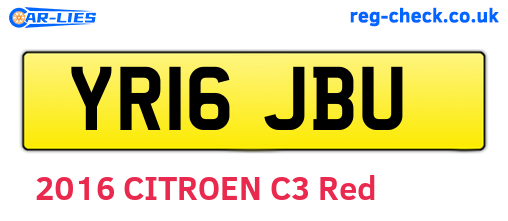 YR16JBU are the vehicle registration plates.