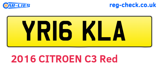YR16KLA are the vehicle registration plates.
