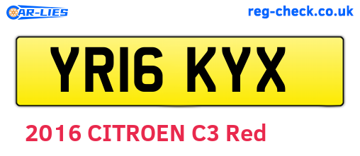YR16KYX are the vehicle registration plates.