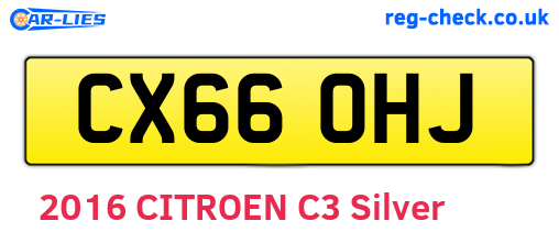 CX66OHJ are the vehicle registration plates.