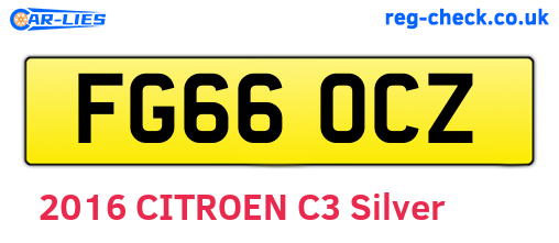 FG66OCZ are the vehicle registration plates.