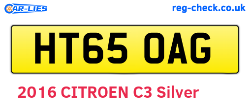 HT65OAG are the vehicle registration plates.