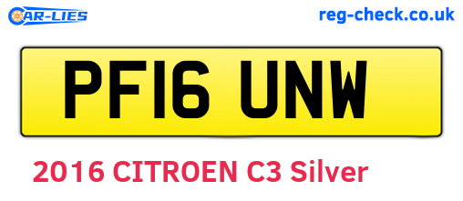 PF16UNW are the vehicle registration plates.