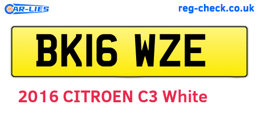 BK16WZE are the vehicle registration plates.