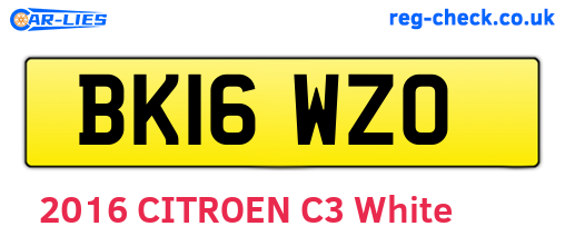 BK16WZO are the vehicle registration plates.