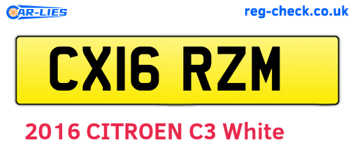 CX16RZM are the vehicle registration plates.
