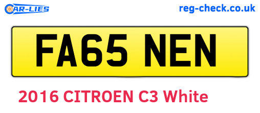 FA65NEN are the vehicle registration plates.