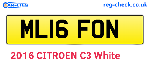 ML16FON are the vehicle registration plates.
