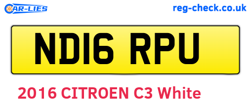 ND16RPU are the vehicle registration plates.