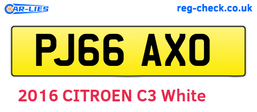 PJ66AXO are the vehicle registration plates.