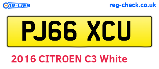 PJ66XCU are the vehicle registration plates.