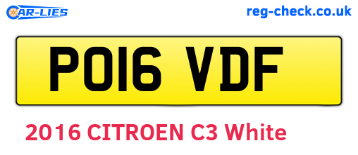 PO16VDF are the vehicle registration plates.