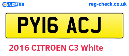 PY16ACJ are the vehicle registration plates.