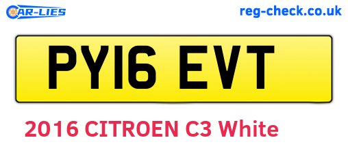 PY16EVT are the vehicle registration plates.