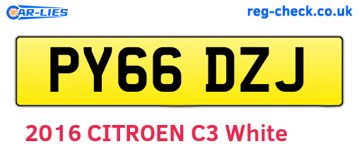 PY66DZJ are the vehicle registration plates.