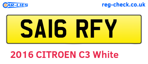 SA16RFY are the vehicle registration plates.