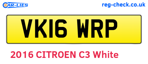 VK16WRP are the vehicle registration plates.