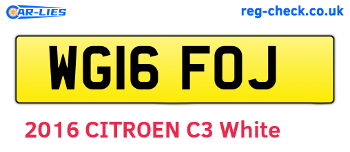WG16FOJ are the vehicle registration plates.